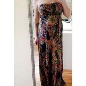Strapless maxi multicolored dress size small
